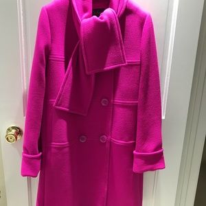 NEW WOOL 3/4 LENGTH WOMEN’S COAT FUCHSIA, SIZE M